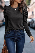 Load image into Gallery viewer, Black Buttoned Puff Long Sleeve Sheath Top - Fashion Queen - 3