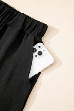 Load image into Gallery viewer, Black Buttoned Vest Drawstring Wide Leg Pants 2pcs Set - Fashion Queen - 18