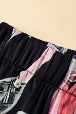 Load image into Gallery viewer, Black Champagne Print Silky Short Sleeve Pajamas Set - Fashion Queen - 17