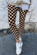 Load image into Gallery viewer, Black Checkered Pattern High Waist Skinny Leggings - Fashion Queen - 4