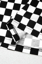 Load image into Gallery viewer, Black Checkered Print Long Sleeve Top and Pants Lounge Set - Fashion Queen - 13