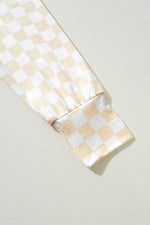 Load image into Gallery viewer, Black Checkered Print Long Sleeve Top and Pants Lounge Set - Fashion Queen - 26