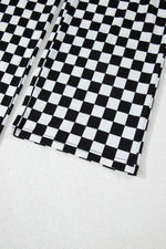 Load image into Gallery viewer, Black Checkered Print Long Sleeve Top and Pants Lounge Set - Fashion Queen - 9