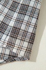 Load image into Gallery viewer, Black Checkered Print Loose Fit Buttoned Hooded Shacket - Fashion Queen - 20