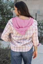 Load image into Gallery viewer, Black Checkered Print Loose Fit Buttoned Hooded Shacket - Fashion Queen - 23