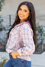 Load image into Gallery viewer, Black Checkered Print Loose Fit Buttoned Hooded Shacket - Fashion Queen - 25