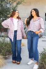 Load image into Gallery viewer, Black Checkered Print Loose Fit Buttoned Hooded Shacket - Fashion Queen - 27