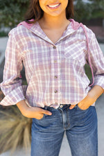 Load image into Gallery viewer, Black Checkered Print Loose Fit Buttoned Hooded Shacket - Fashion Queen - 28