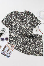 Load image into Gallery viewer, Black Cheetah Printed Casual Tee and Shorts Lounge Set - Fashion Queen - 7