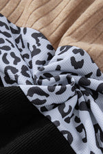 Load image into Gallery viewer, Black Cheetah Textured Patchwork Buttoned Round Neck T Shirt - Fashion Queen - 15