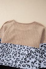 Load image into Gallery viewer, Black Cheetah Textured Patchwork Buttoned Round Neck T Shirt - Fashion Queen - 16