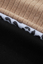 Load image into Gallery viewer, Black Cheetah Textured Patchwork Buttoned Round Neck T Shirt - Fashion Queen - 17