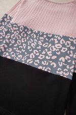 Load image into Gallery viewer, Black Cheetah Textured Patchwork Buttoned Round Neck T Shirt - Fashion Queen - 19