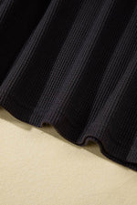 Load image into Gallery viewer, Black Cheetah Textured Patchwork Buttoned Round Neck T Shirt - Fashion Queen - 23