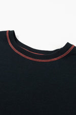 Load image into Gallery viewer, Black Contrast Stitching Split Baggy Sweatshirt - Fashion Queen - 13