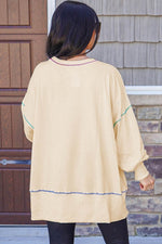 Load image into Gallery viewer, Black Contrast Stitching Split Baggy Sweatshirt - Fashion Queen - 22