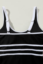 Load image into Gallery viewer, Black Contrast Trim Colorblock U Neck One Piece Swimwear - Fashion Queen - 11