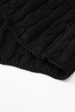 Load image into Gallery viewer, Black Crew Neck Cable Knit Short Sleeve Sweater - Fashion Queen - 16