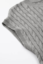 Load image into Gallery viewer, Black Crew Neck Cable Knit Short Sleeve Sweater - Fashion Queen - 24