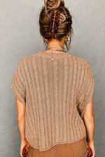 Load image into Gallery viewer, Black Crew Neck Cable Knit Short Sleeve Sweater - Fashion Queen - 8