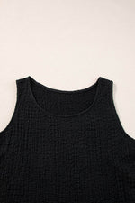 Load image into Gallery viewer, Black Crinkled U Neck Tank Top and Wide Leg Pants Set - Fashion Queen - 11