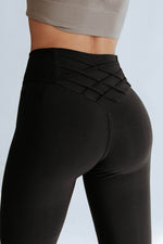 Load image into Gallery viewer, Black Criss Cross Tummy Control High Waist Leggings - Fashion Queen - 11