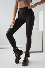 Load image into Gallery viewer, Black Criss Cross Tummy Control High Waist Leggings - Fashion Queen - 7