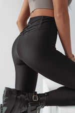Load image into Gallery viewer, Black Criss Cross Tummy Control High Waist Leggings - Fashion Queen - 9