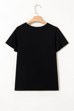 Load image into Gallery viewer, Black Crisscross V Neck Butterfly Sleeve T Shirt - Fashion Queen - 7