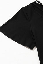 Load image into Gallery viewer, Black Crisscross V Neck Butterfly Sleeve T Shirt - Fashion Queen - 9
