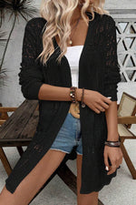Load image into Gallery viewer, Black Crochet Hollow Out Open Front Cardigan - Fashion Queen - 1