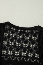 Load image into Gallery viewer, Black Crochet Hollow Out Open Front Cardigan - Fashion Queen - 10