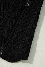 Load image into Gallery viewer, Black Crochet Hollow Out Open Front Cardigan - Fashion Queen - 11
