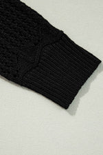 Load image into Gallery viewer, Black Crochet Hollow Out Open Front Cardigan - Fashion Queen - 12