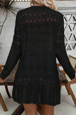 Load image into Gallery viewer, Black Crochet Hollow Out Open Front Cardigan - Fashion Queen - 2
