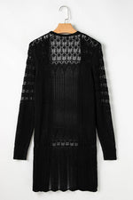 Load image into Gallery viewer, Black Crochet Hollow Out Open Front Cardigan - Fashion Queen - 8