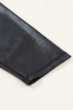 Load image into Gallery viewer, Black Crossed Dip Waist Sleek Leather Leggings - Fashion Queen - 12