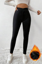 Load image into Gallery viewer, Black Crossed Waist Seamed Leg Thermal Leggings - Fashion Queen - 2