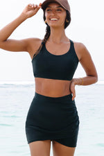 Load image into Gallery viewer, Black Crossover Bikini Tank and Skort Swimwear - Fashion Queen - 1
