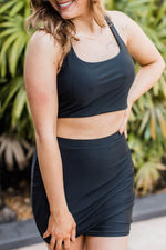 Load image into Gallery viewer, Black Crossover Bikini Tank and Skort Swimwear - Fashion Queen - 11