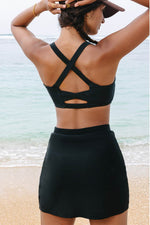 Load image into Gallery viewer, Black Crossover Bikini Tank and Skort Swimwear - Fashion Queen - 2