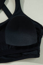 Load image into Gallery viewer, Black Crossover Bikini Tank and Skort Swimwear - Fashion Queen - 27
