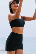 Load image into Gallery viewer, Black Crossover Bikini Tank and Skort Swimwear - Fashion Queen - 4