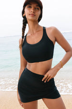 Load image into Gallery viewer, Black Crossover Bikini Tank and Skort Swimwear - Fashion Queen - 5