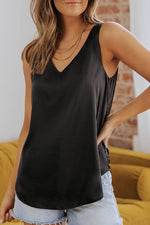 Load image into Gallery viewer, Black Deep V Neck Loose Tank Top - Fashion Queen - 4