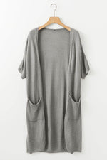 Load image into Gallery viewer, Black Dolman Half Sleeve Pocketed Long Cardigan - Fashion Queen - 12