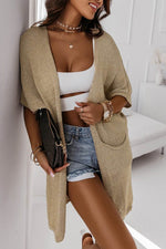 Load image into Gallery viewer, Black Dolman Half Sleeve Pocketed Long Cardigan - Fashion Queen - 21