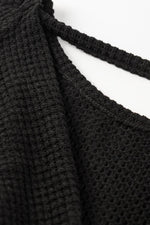 Load image into Gallery viewer, Black Draped Open Back Textured Tee - Fashion Queen - 9