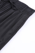 Load image into Gallery viewer, Black Drawstring Elastic Waist Casual Wide Leg Pants - Fashion Queen - 13