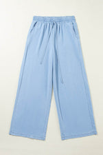 Load image into Gallery viewer, Black Drawstring High Waist Wide Leg Denim Pants - Fashion Queen - 15